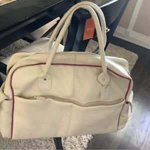 Latico NEW White  Green leather travel bag w adjustable crossbody Strap New